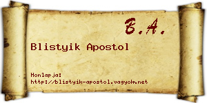 Blistyik Apostol névjegykártya